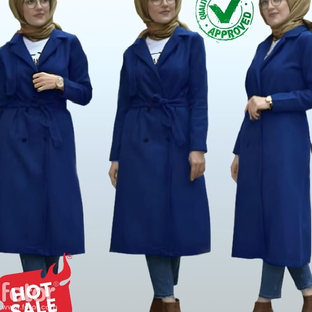 KI3 DNKRI Long Coat Blazer Wanita Muslimah Tebal Jaket Panjang