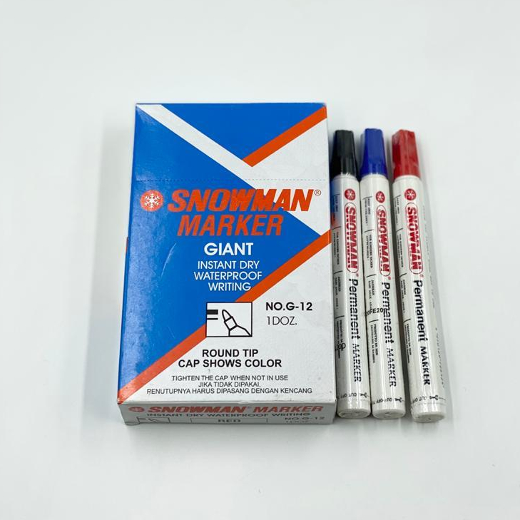 

( StaLand / DAPAT 1 BUAH ) SPIDOL SNOWMAN PERMANEN Permanent Marker G-12 / G 12 Warna Hitam Biru Merah