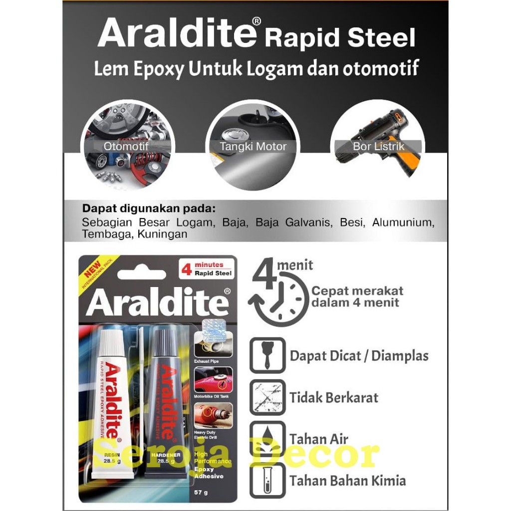 ARALDITE Hitam / Lem Besi / Lem Serbaguna Epoxy 2 Komponen Original