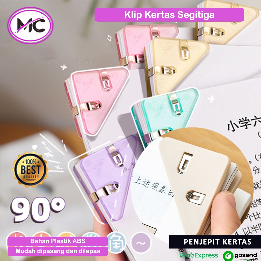 

Klip Kertas Paper Clip Segitiga Warna Warni Binder Klip Lucu Unik Penjepit Buku Sudut Kertas HVS Plastik Clips Book Paper Corner Murah