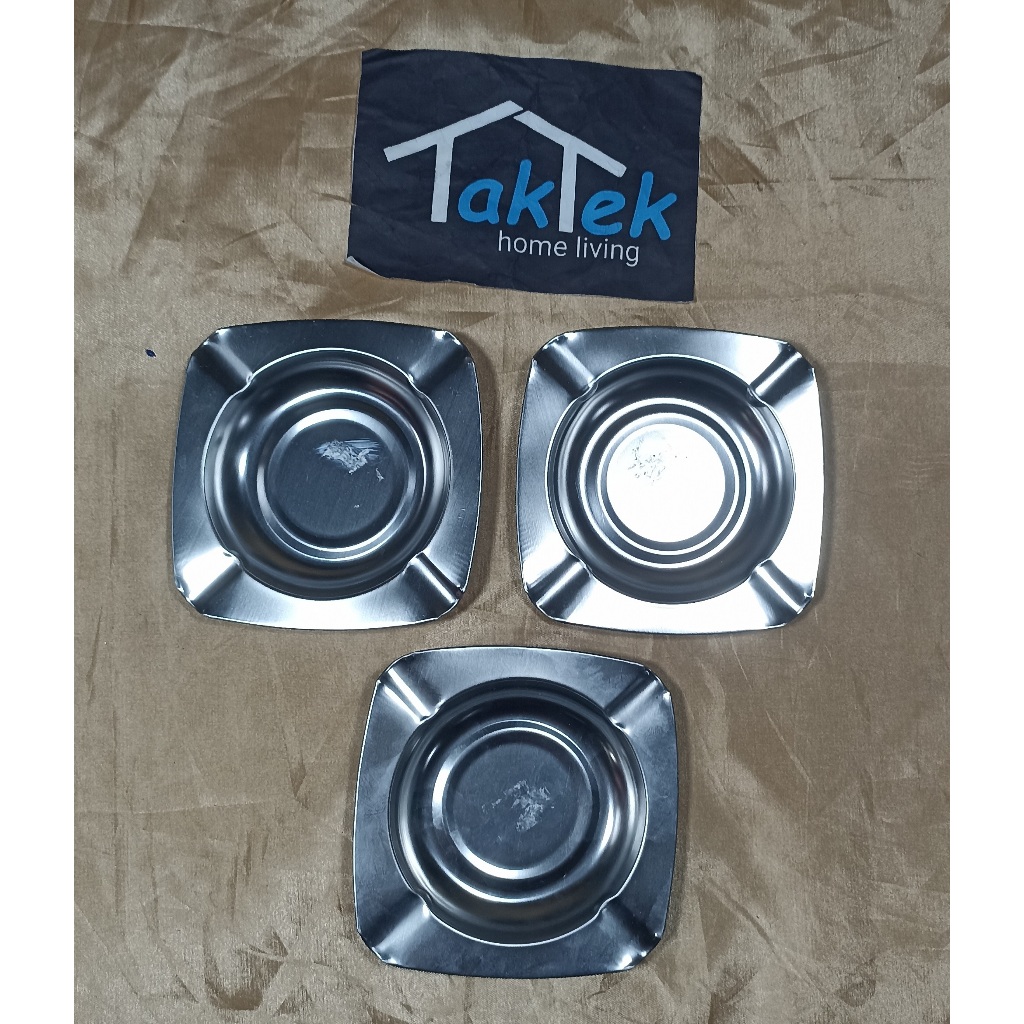 asbak tempat abu puntung rokok stainless KOTAK KECIL