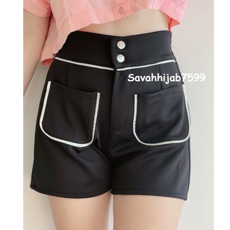 SHORT PANTS LIST WANITA 6890 | SHORT PANTS BUTTON WANITA