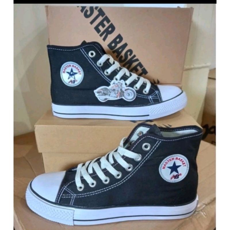 sepatu sekolah warrior mb master basket tinggi hitam putih original