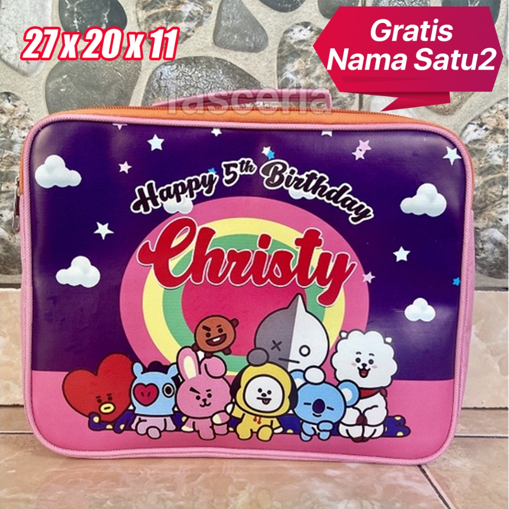 

Tas Polyster Ulang Tahun Anak Resleting BT21 Bahan Tebal