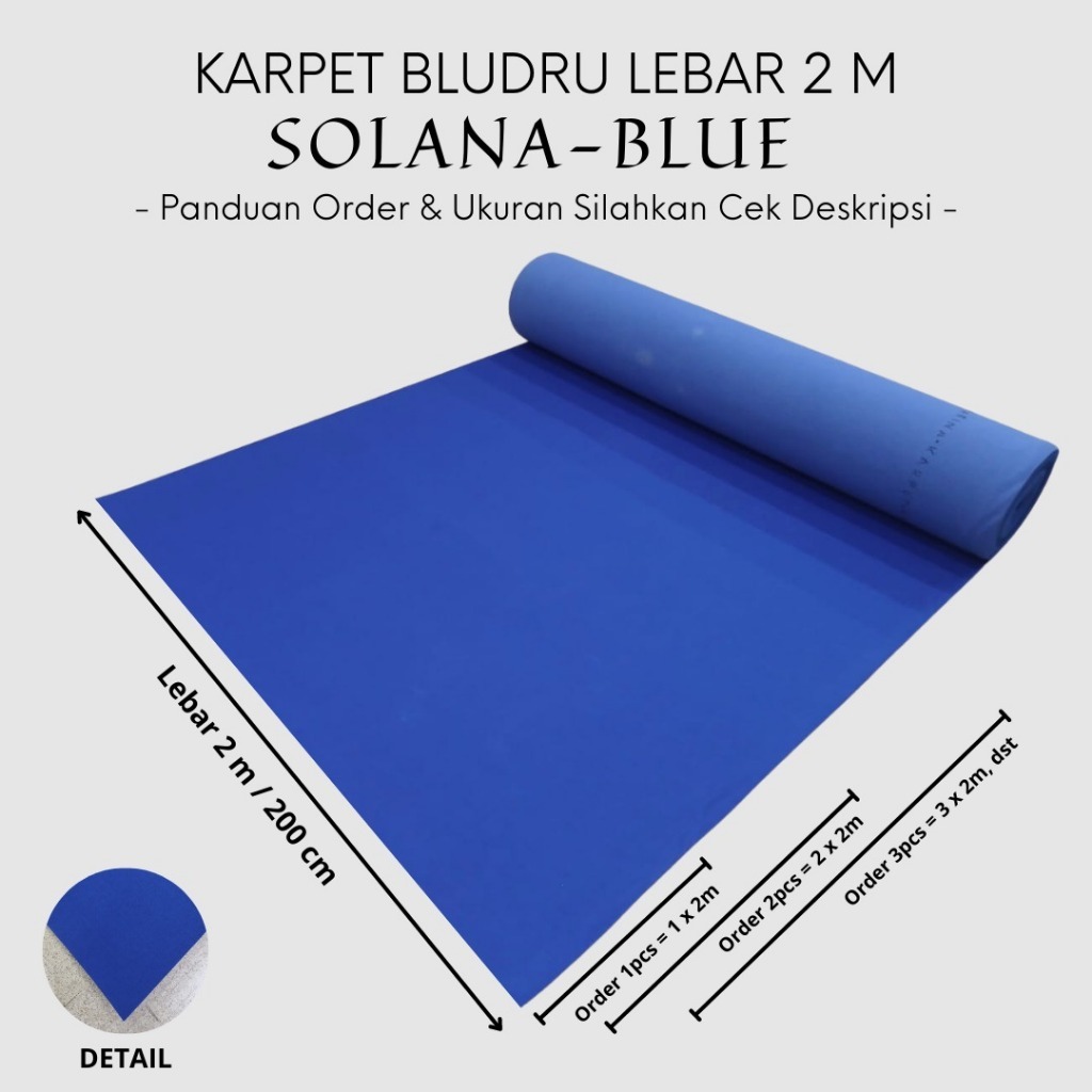 Karpet Lantai Bludru Polos [Meteran] 1x2m Karpet Exhibition SOLANA - BLUE