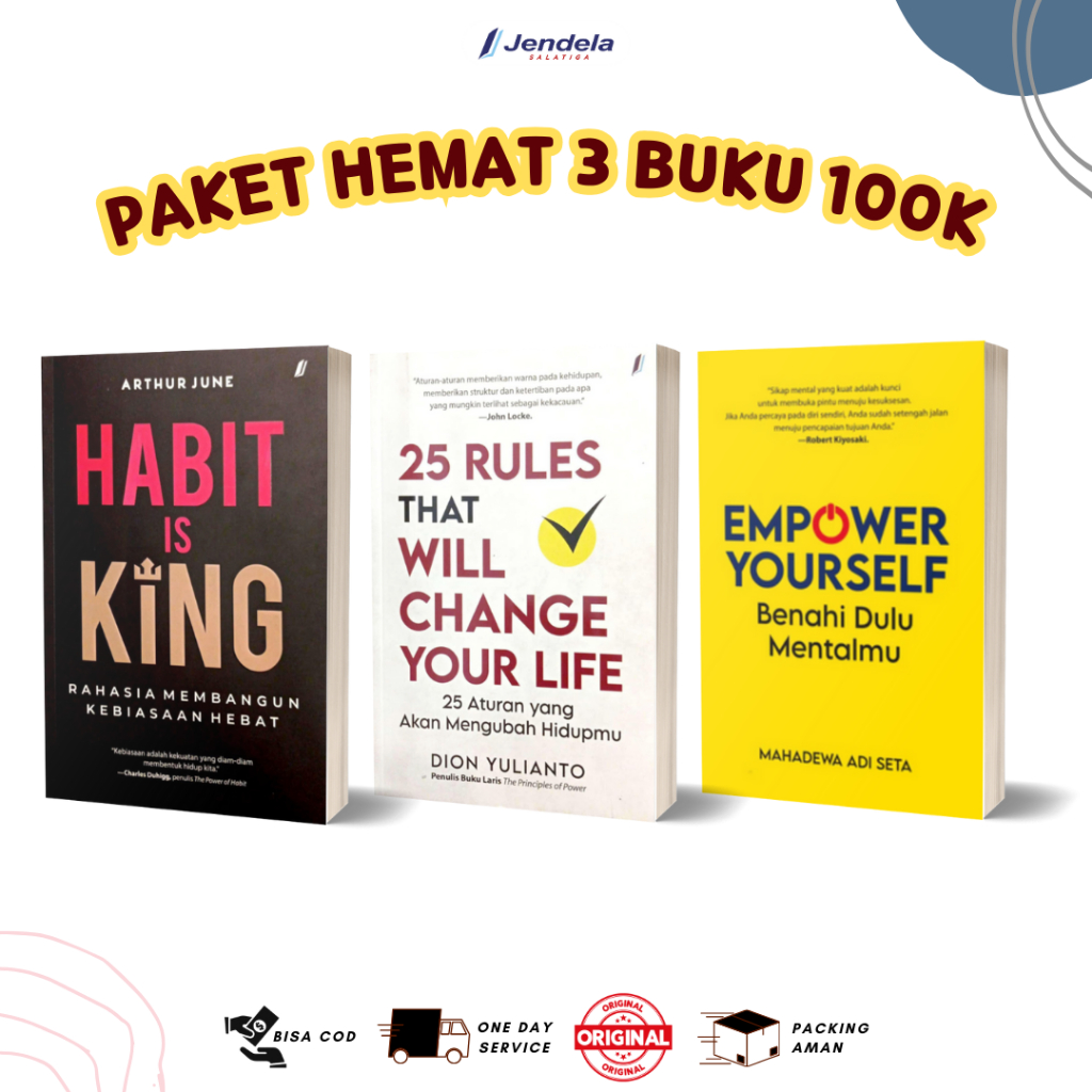 Bundling Paket Hemat 100 Ribu Dapat 3 Buku : Habit Is King, Empower Yourself, 25 Rules That Will Cha