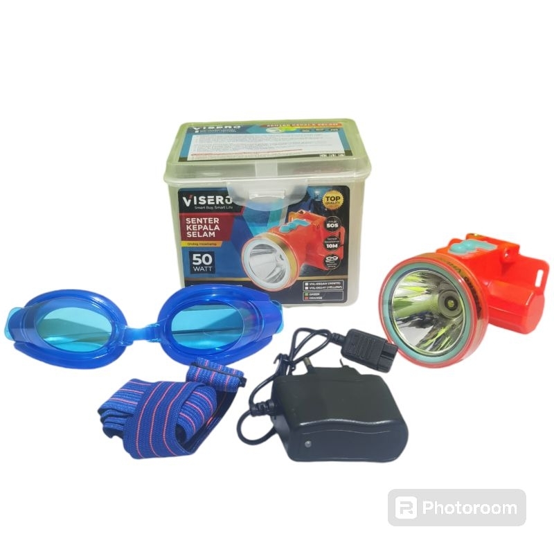 Senter Kepala Selam Visero 50W Free kacamata diving ll Senter Kepala Diving Menyelam 50W hingga keda