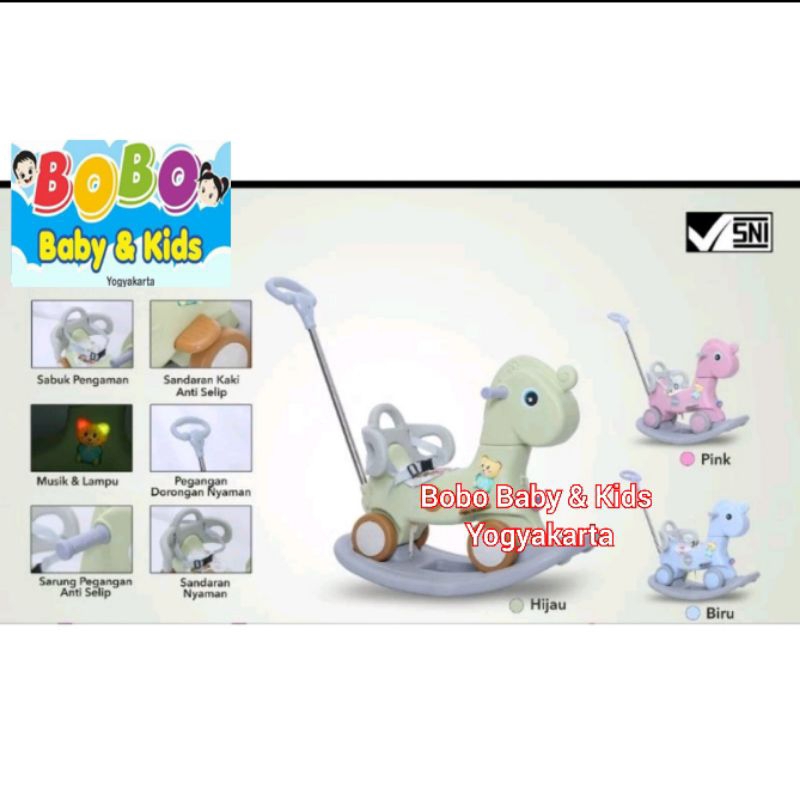 Kuda kudaan Anak 3in1 Rocking Horse Exotic ET 3114 Ride On Kuda Dorong Jungkat Jungkit Kuda Kudaan a