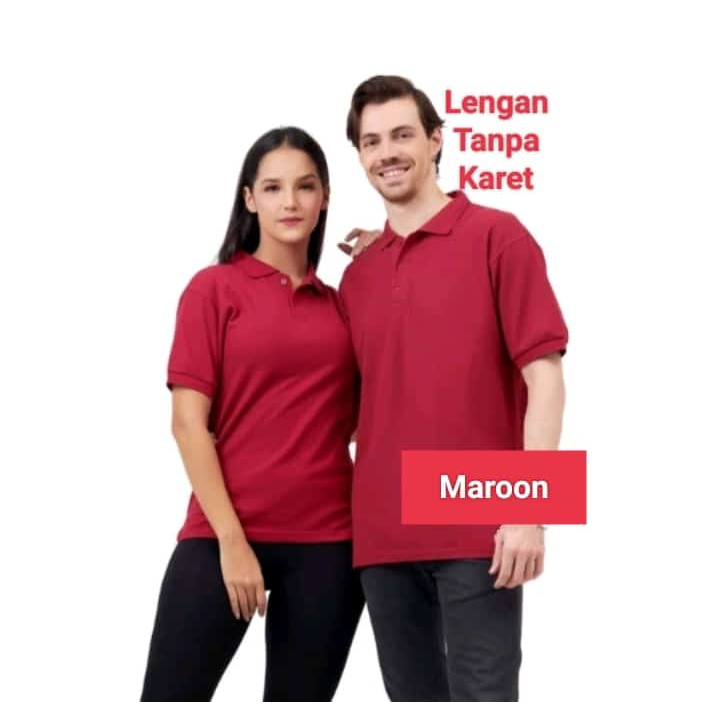 Kaos Kerah Marun Lengan Pendek - Kaos Kerah UNISEX - Kaos Kerah Polos Warna Merah Marun - Kerah Pend
