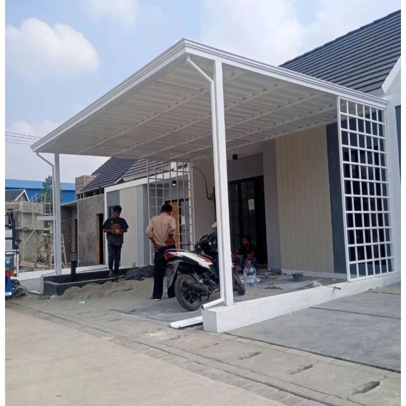 kanopi minimalis rangka besi hollow galvanis