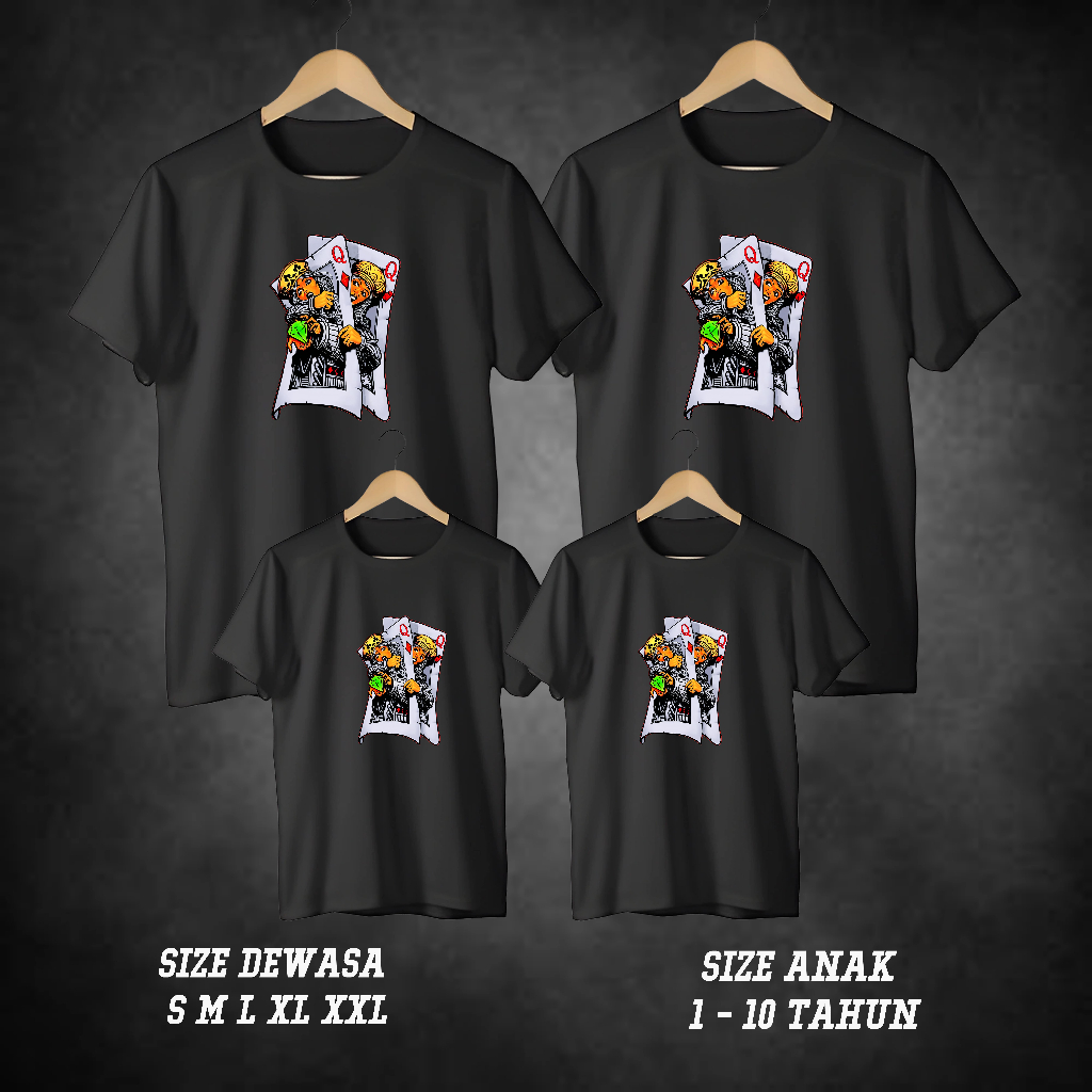 C03373 KAOS KARTU Q  / T-SHIRT KEKINIAN  / T-SHIRT TREND / SABLON DTF