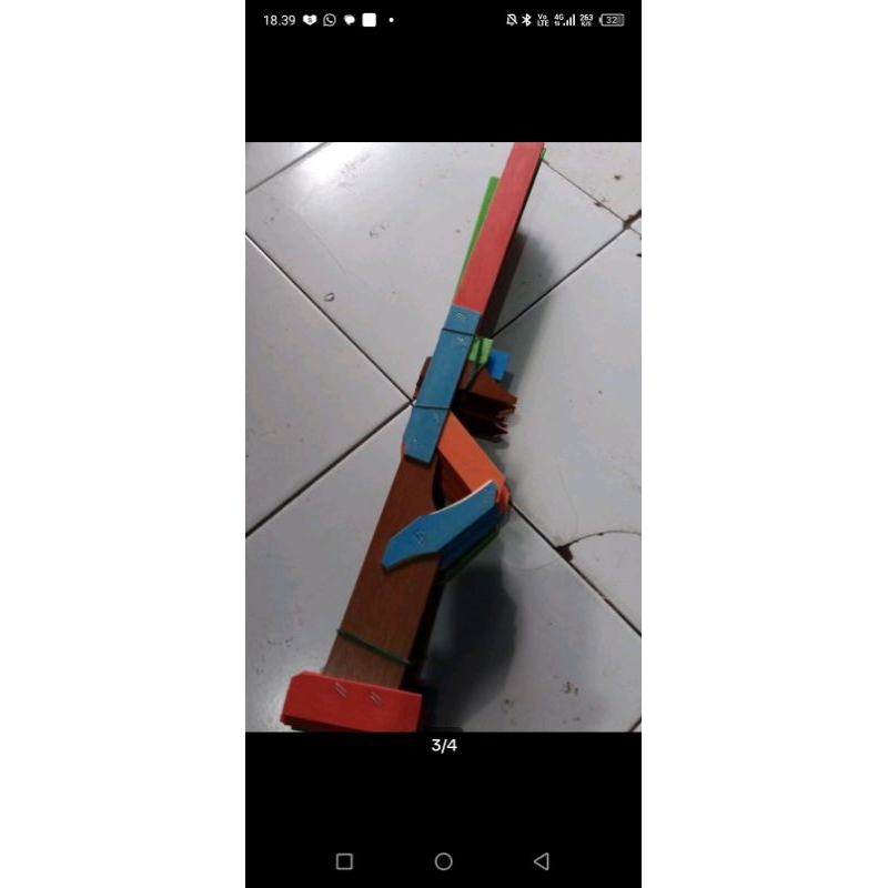 mainan anak tembakan kayu model Thomson peluru karet