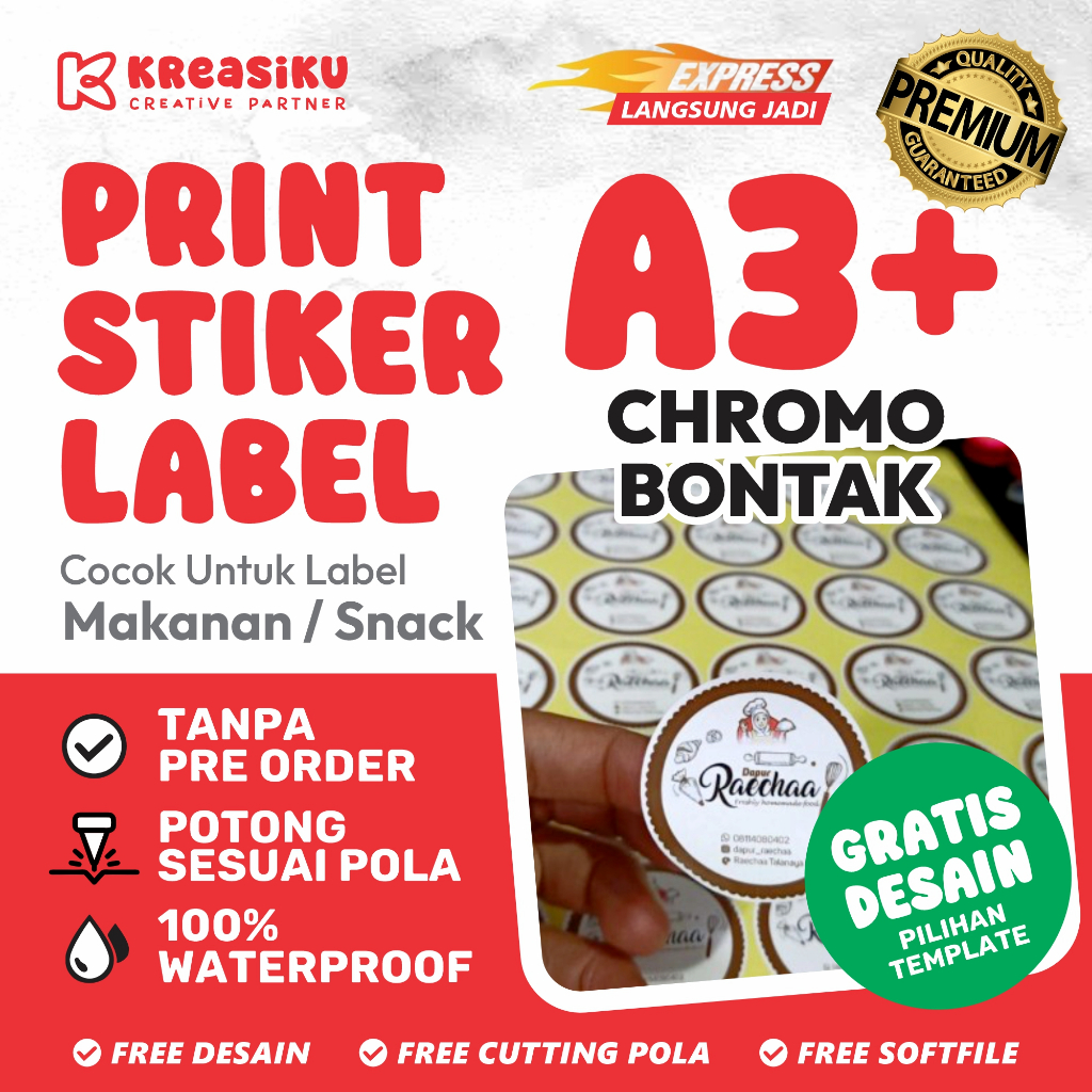 

Stiker Makanan Label Bulat Kemasan Toples Custom Murah, Sticker Label Makanan Sudah Cutting