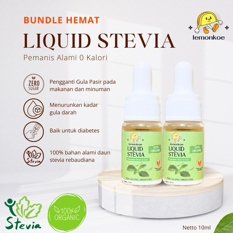 

Lemonkoe Bundle Hemat Gula Stevia Gula Pemanis Alami Diet isi 2 pcs 0 kalori membantu diet cocok untuk diabetes BISA COD