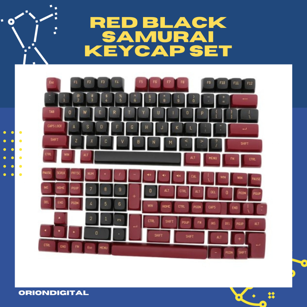 Red Black accent GMK Samurai Clone PBT Keycap Keycaps CSA Cherry Profile