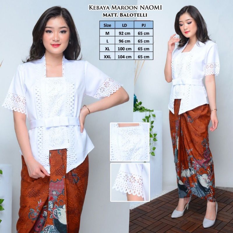 atasan kebaya encim modern lengan pendek khusus warna putih