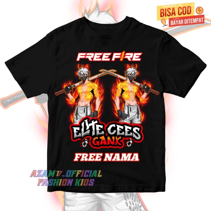 (BISA COD) Kaos Anak Baju Anak FF Karakter Free Firee FF Free Nama / Kaos Tshirt Anak FF Elite Cees 