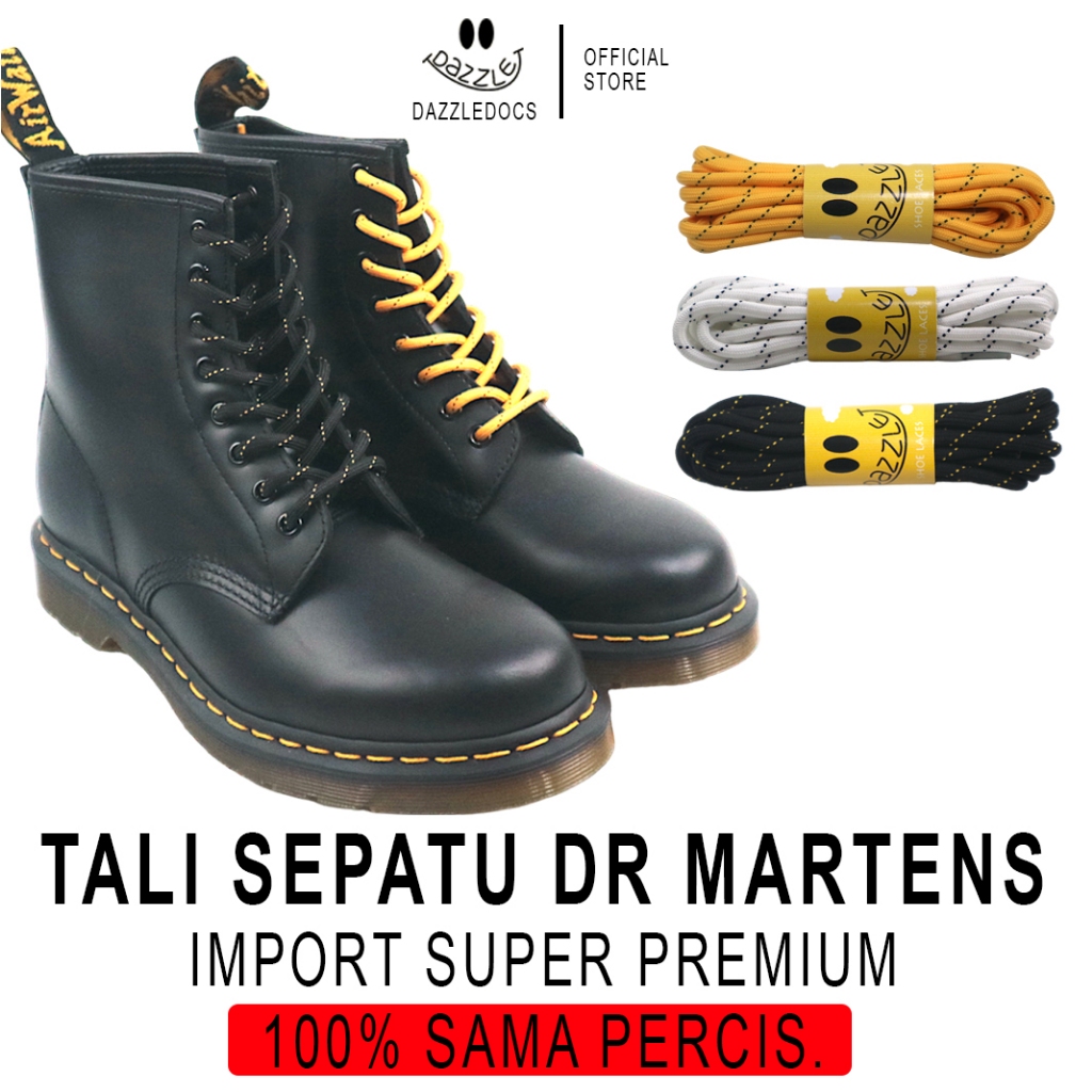 Tali sepatu docmart 8 hole dr martens 8 lubang 140 cm hitam kuning putih original sepatu kulit 1460