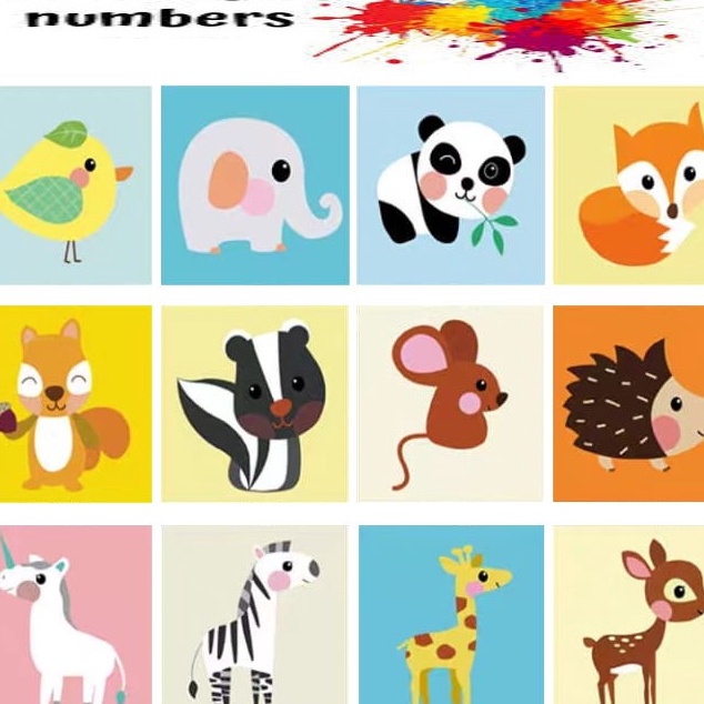 

LARISSS ABIEZZZ BS Painting by Number Children Canvas Animal Set Kanvas Lukis Hewan Anak Mewarnai Nomor Hewan