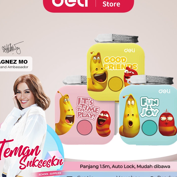 

NEW PRODUK Deli Larva Measure Tape Meteran Mini Plastik 15 m 3 Warna Fiberglass Tidak Mudah Kusut dan Tahan Lama E79651