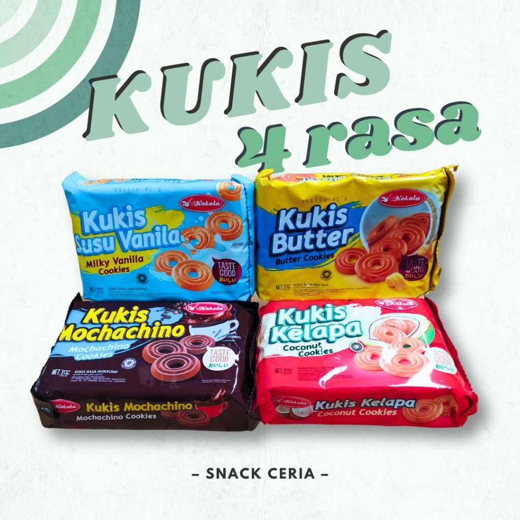 

Kokola Kukis 218gr rasa Susu Vanilla, Butter, Kelapa, Mochachino / Cookies / Kue Kering / Kukis 218gr All Varian