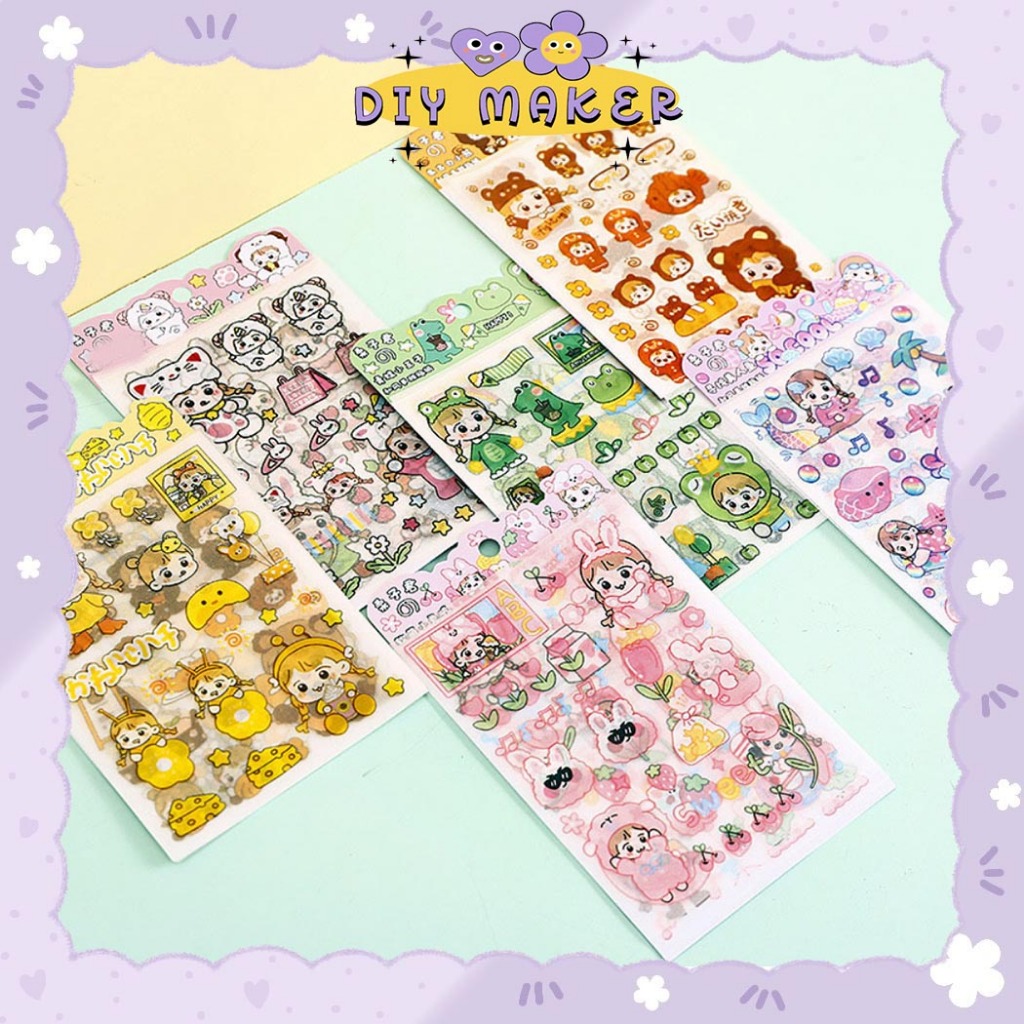 

DM 4 Pcs Stiker Set Dekor Buku Diary Japanese Style Coco Girl CUTE CARTOON FOOD STICKERS DIY - SP02