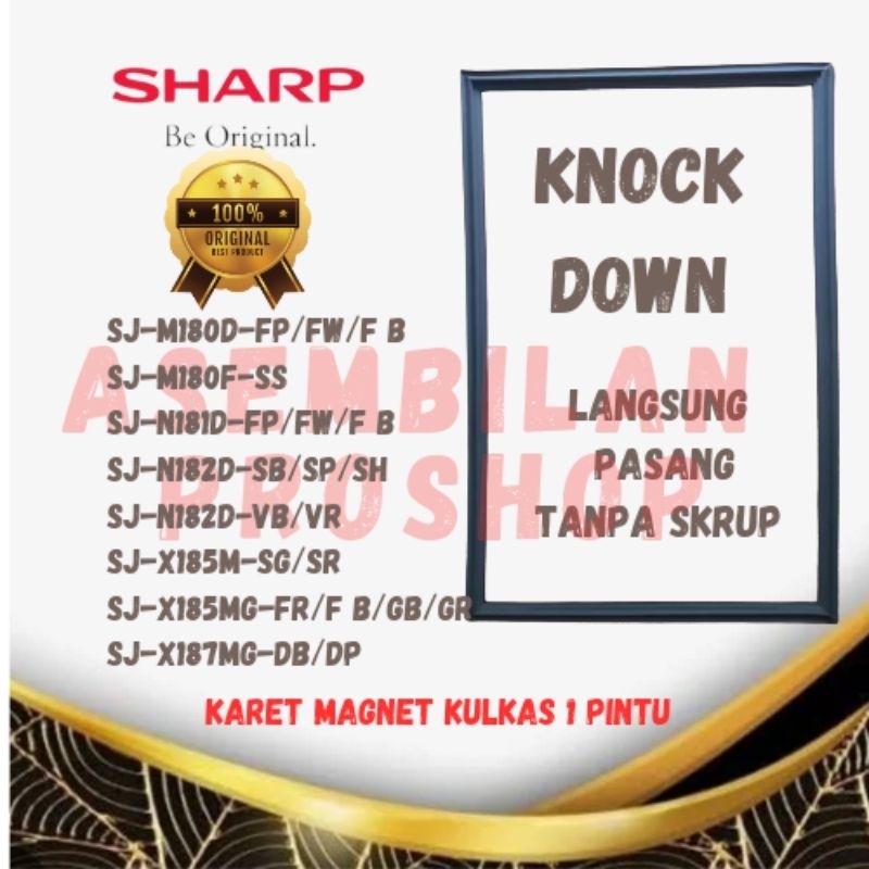karet/magnet pintu kulkas Sharp 1 pintu sj-180/181/182/sjx185/sjx187 original 100%