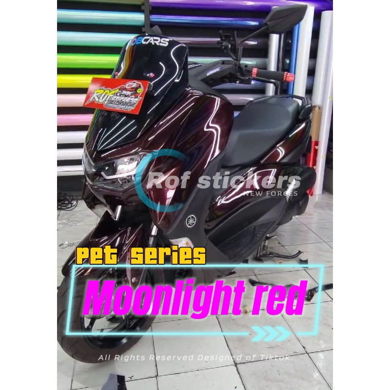 sticker skotlet motor moonlight red hitam lembayung merah pet series harga per50cm