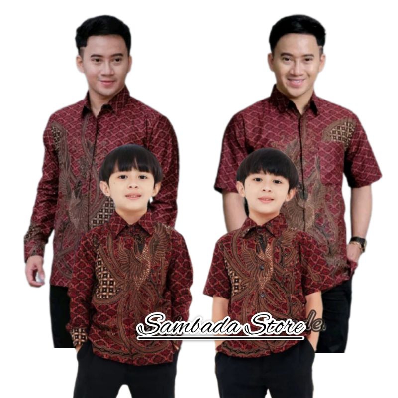 Baju Batik Couple Ayah & Anak Laki-Laki - Kemeja Batik ayah & Anak - Baju Batik Couple Keluarga - Ke