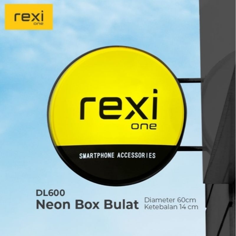 Rexi Neon Box Bulat 2 sisi Diameter 60cm import Original