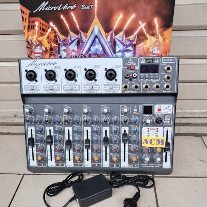 MIXER AUDIO MICROVERB BEST 7 MIXER 7 CHANNEL BLUETOOTH/USB ORIGINAL BEST7