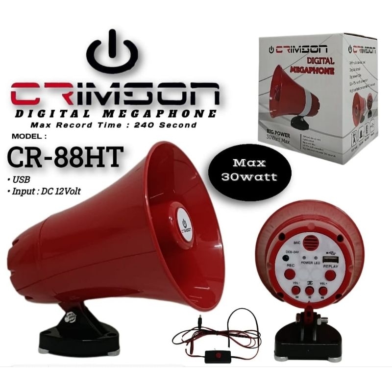 SPEAKER TOA CRIMSON CR-88HT DIGITAL MEGAPHONE USB 30 WATT