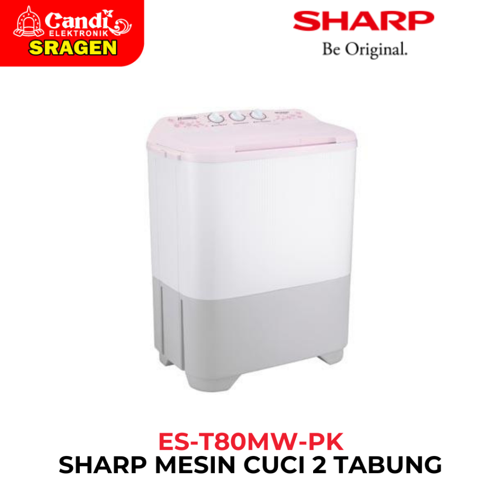 SHARP Mesin Cuci 2 Tabung 7 Kg - ES-T80MW-PK