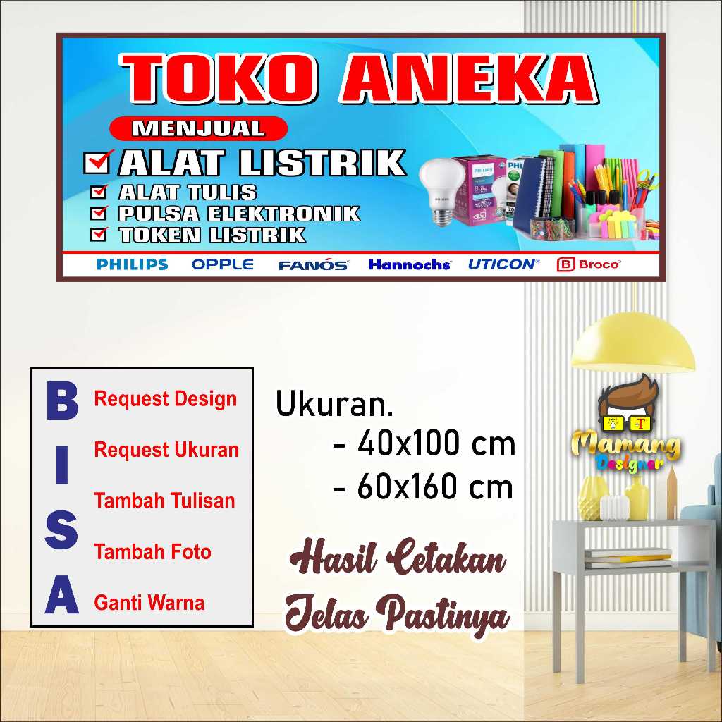 Custom Banner Spanduk MMT Toko Alat Alat Listrik Bagus Murah bb