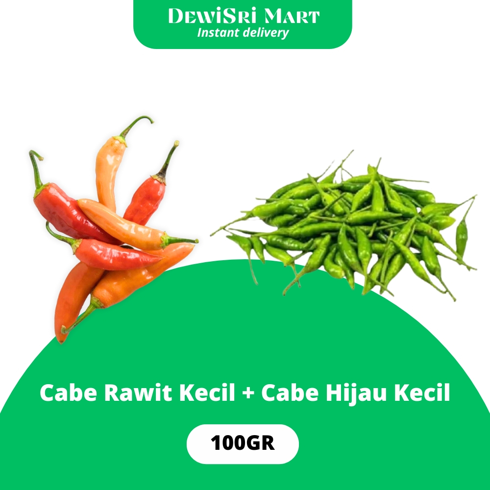 

Cabe Rawit Merah + Cabe Hijau kecil 100gr - Dewi Sri mart