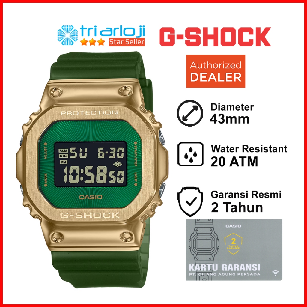 Casio G-SHOCK GM-5600CL-3DR Jam Tangan Pria GSHOCK GM-5600CL-3 G-Steel GM-5600CL GM5600 Hijau Gold