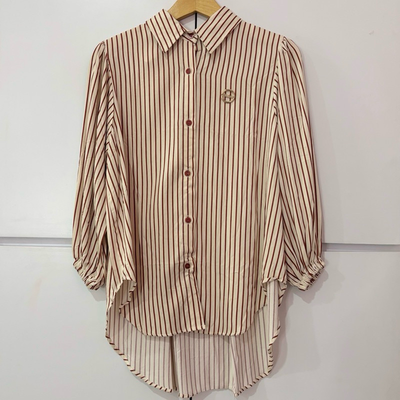 Kemeja Salur Motif Bahan Rayon Import