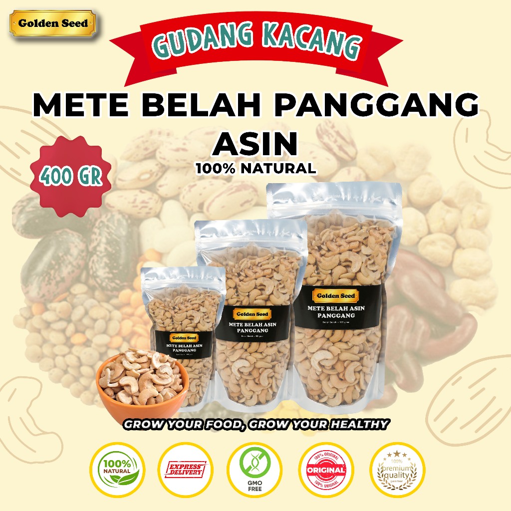 

[BELAH ASIN] KACANG METE BELAH ASIN PANGGANG 400 GR | MEDE OVEN MENTE SALTED ROASTED SPLIT CASHEW 400 GRAM