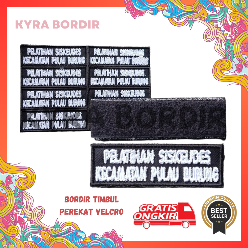 CUSTOM NAMA,LOGO BORDIR TIMBUL KOMPUTER - BISA CUSTOM - PATCH BORDIRAN KOMPUTER - PEREKAT VELCRO