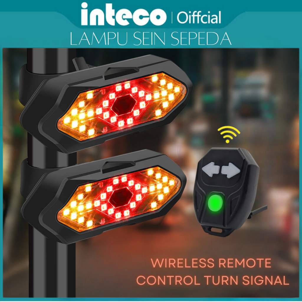 Lampu Belakang Sepeda Nirkabel USB Recharge Lampu Sein Sepeda Remote Control Peringatan Keselamatan