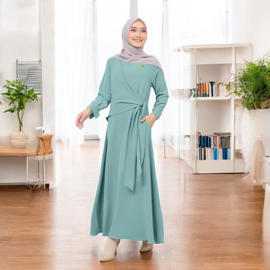 Dress Muslim Polos Rania Korean Style Gamis Wanita Remaja Dewasa Size S M L XL OOTD Daily Outfits