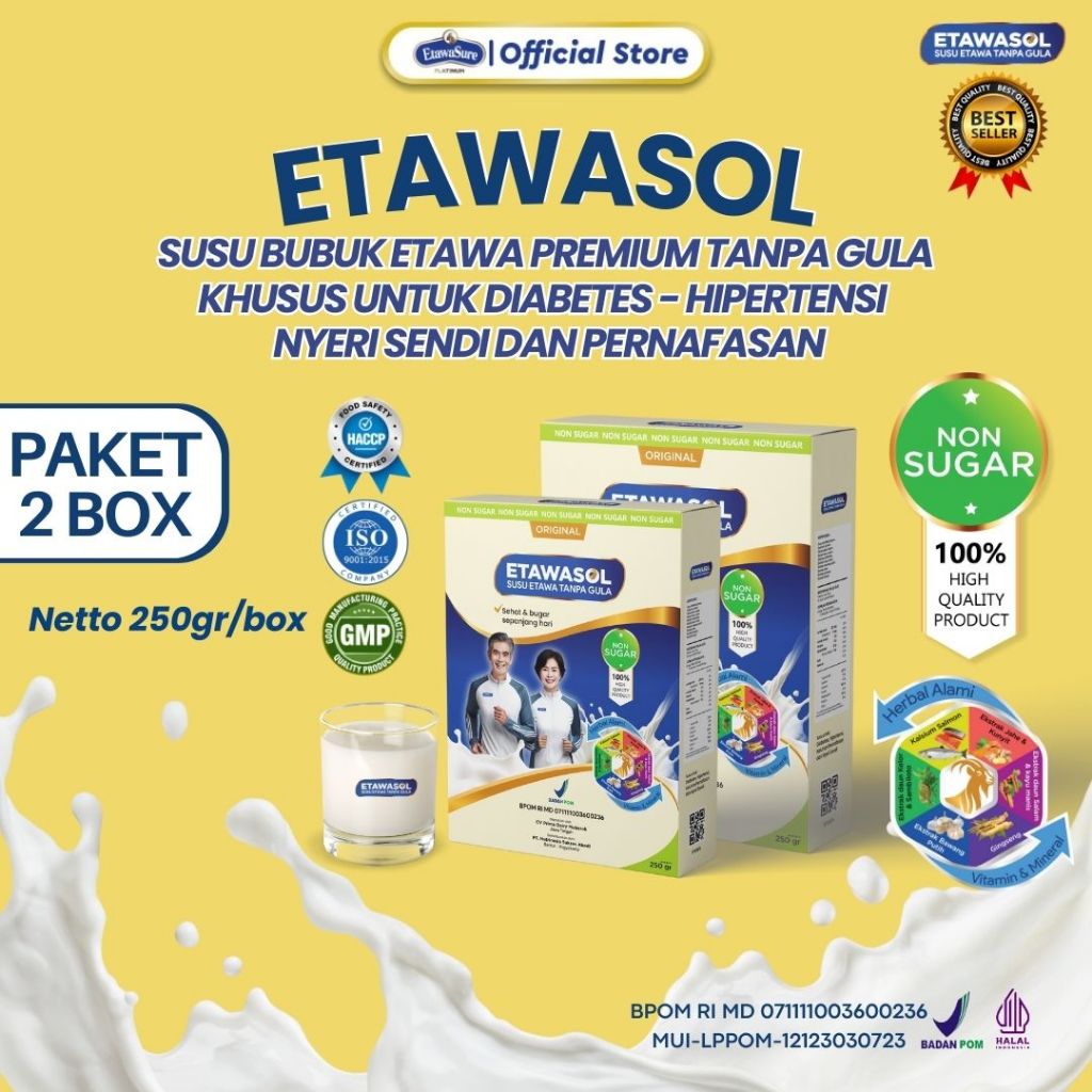

Etawasol Susu Kambing Bebas Gula Anti Diabetes, Hipertensi, Nyeri Sendi dan Pernafasan - Paket 2 Box