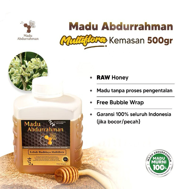 

{Free Bubble Wrap}Madu Nektar Multiflora 300 500 1000gr Madu Abdurrahman 100% MURNI & ASLI Raw Honey