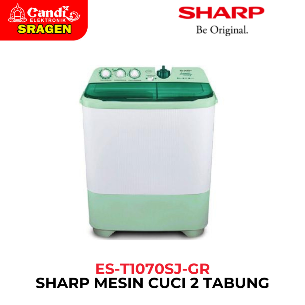 SHARP Mesin Cuci 2 Tabung 9 Kg Hijab Series - ES-T1070SJ-GR