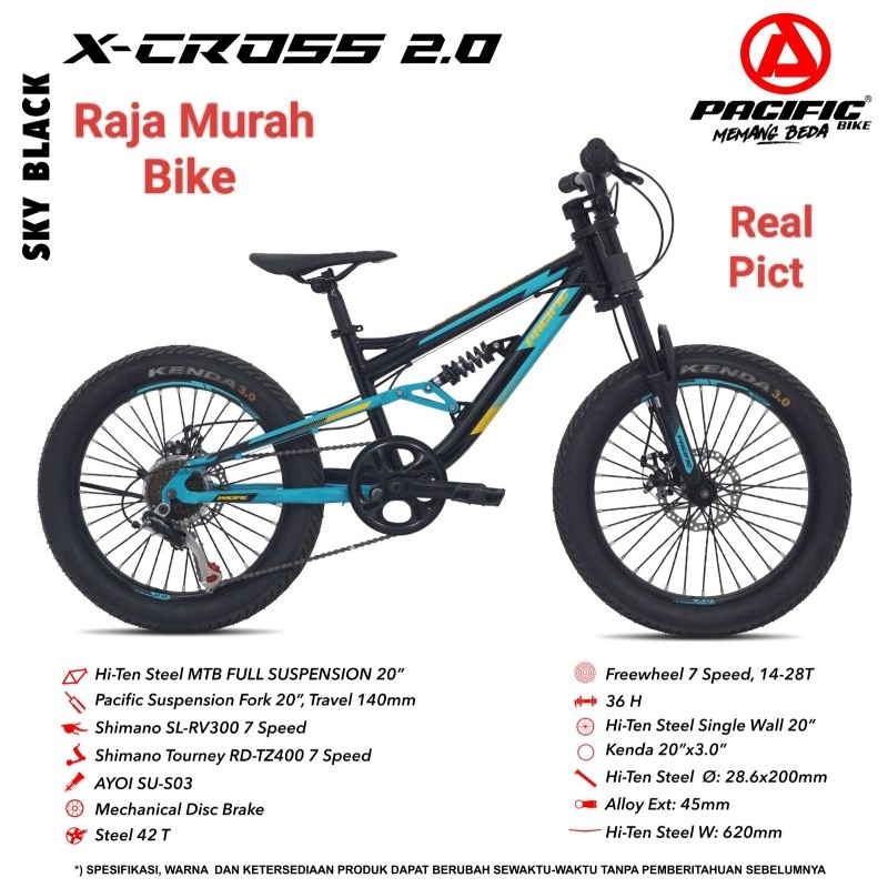 Sepeda Gunung MTB Pacific X-Cross 2.0  20 Inch Sepeda Gunung 20 Inch Pacific X Cross Ban Jumbo