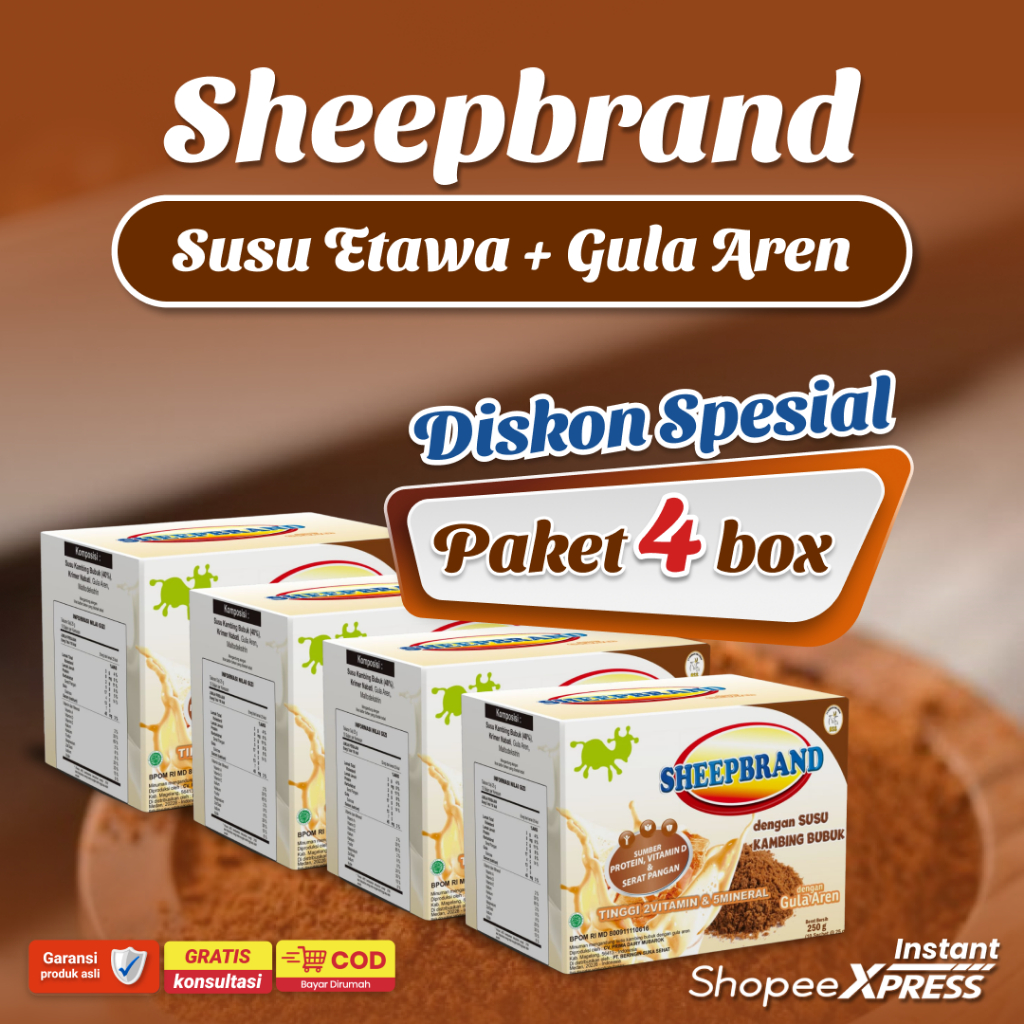 

4 Box Sheepbrand Susu Etawa Gula Aren – Kesehatan Optimal dgn Kombinasi Susu Bergizi dan Gula Aren