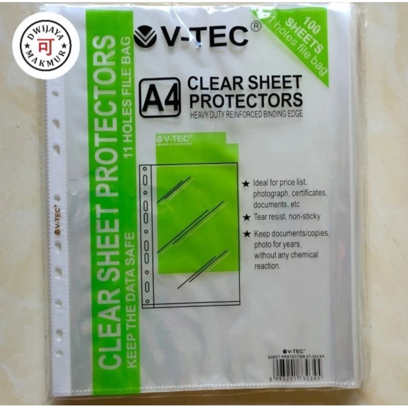 

Clear Sheet Protector A4 / F4 Plastik File Folder (100 Lembar)