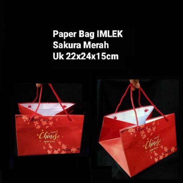 

( 5 pcs ) Paperbag Hampers Parcel Imlek Tas Jinjing Chinese New Year 22x24x15 cm Kemasan Kuker