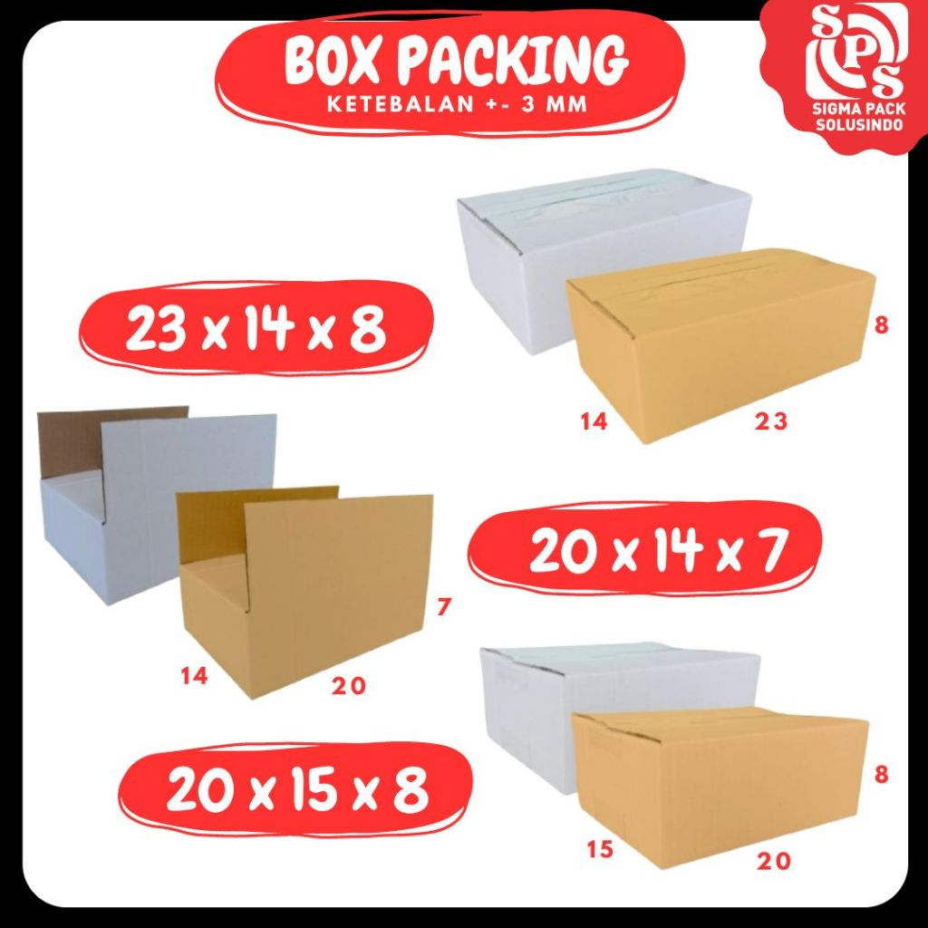 

Dus 20x12x6 / 22x12x6 / 20x14x7 / 20x15x8 / 23x14x8 / 25x13x6 Kardus Packing A1 Kotak Kemasan Karton Olshop Sparepart Madu Kosmetik Fix