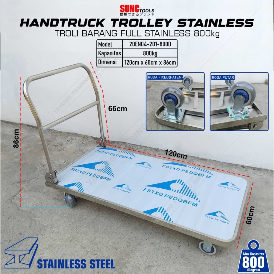 Troli 300kg 500kg 600kg 800kg Trolli Stainless Troli Stainless Troly Handtruck Trolley SUNC TOOLS